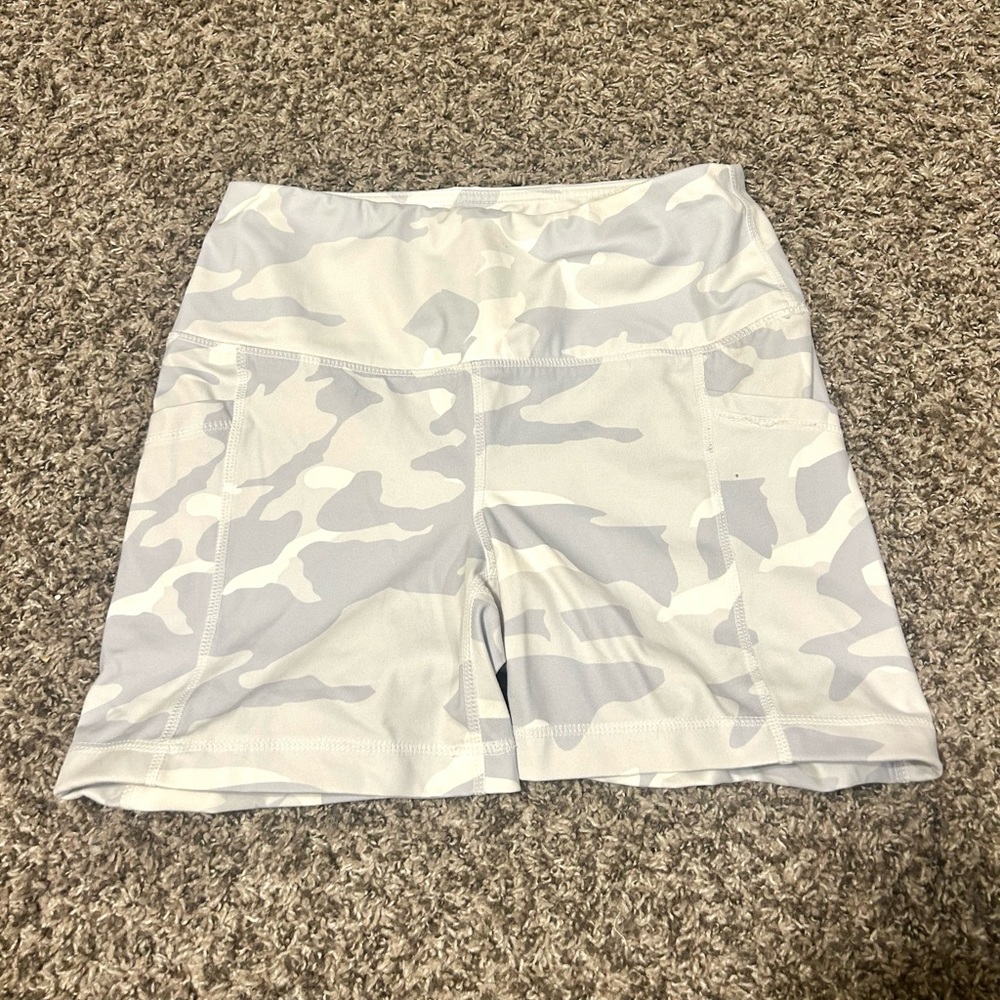 Yogalicious white camo biker shorts